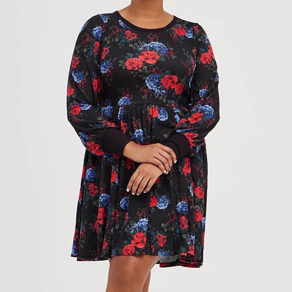 Torrid Floral Super Soft Plush Babydoll Dress